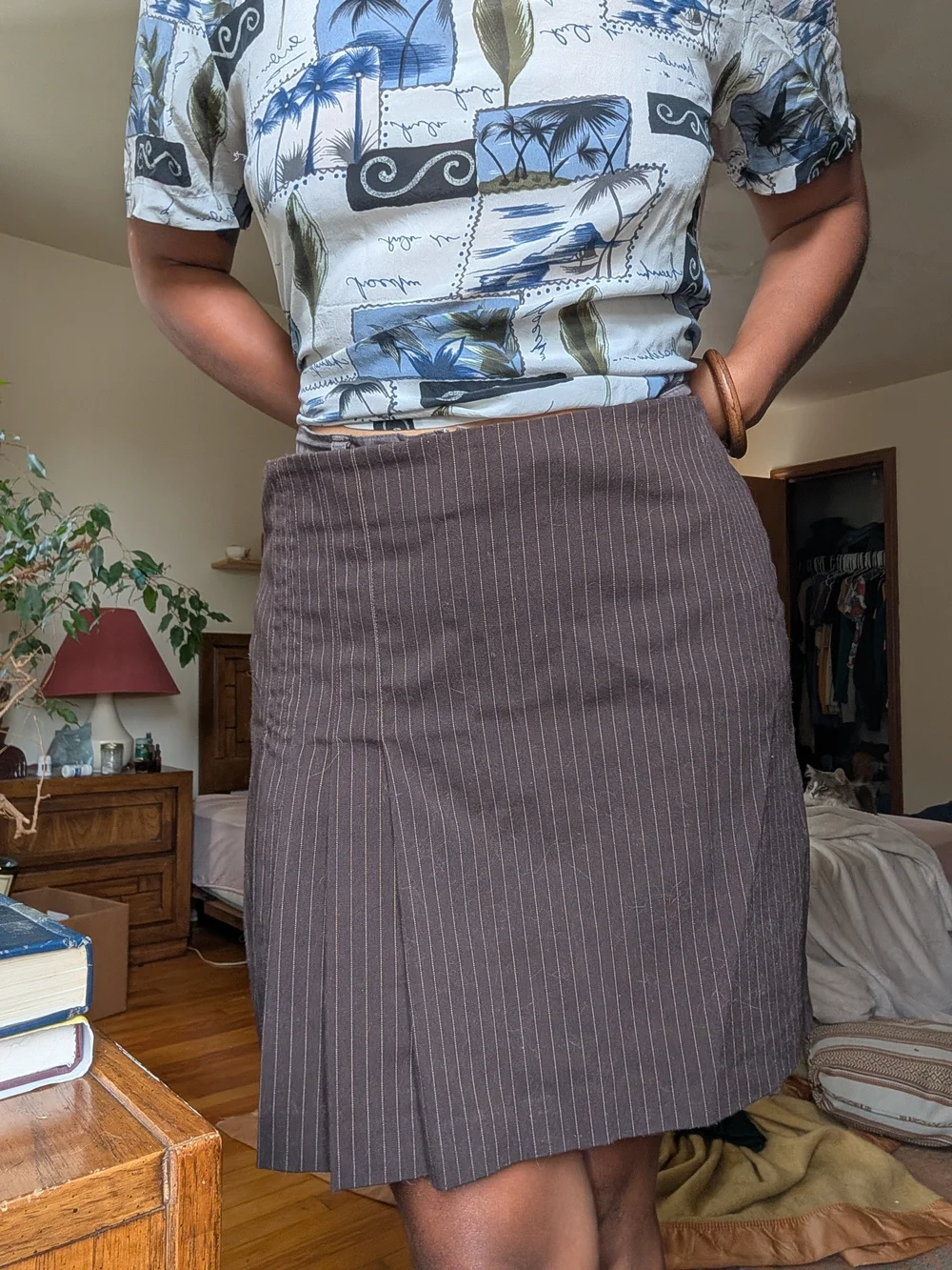 Mossimo Supply Co. Brown Pinstripe Mini Skirt
